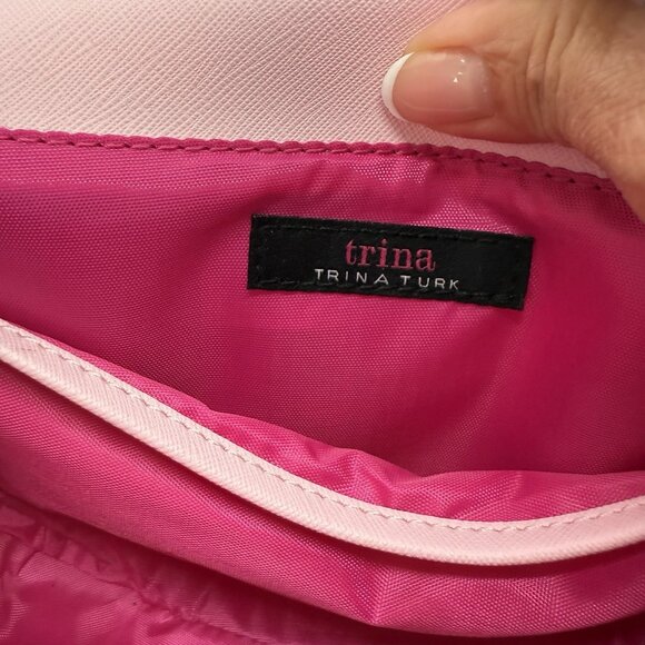 Trina Turk ColorBlock Crossbody Purse‎ Bag Light Pink Fuchsia Metal Chain - Picture 11 of 16